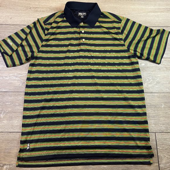 Ping Performance Golf Polo Green Orange Blue Stripes Large L - Picture 2 of 7